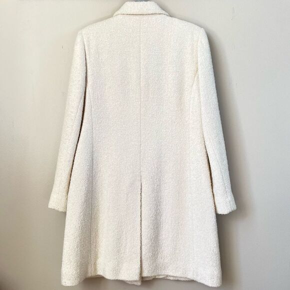 KASPER Rare Wool Blend Boucle Ivory Single Breasted Trench Overcoat Jacket SZ 14 - Picture 7 of 16